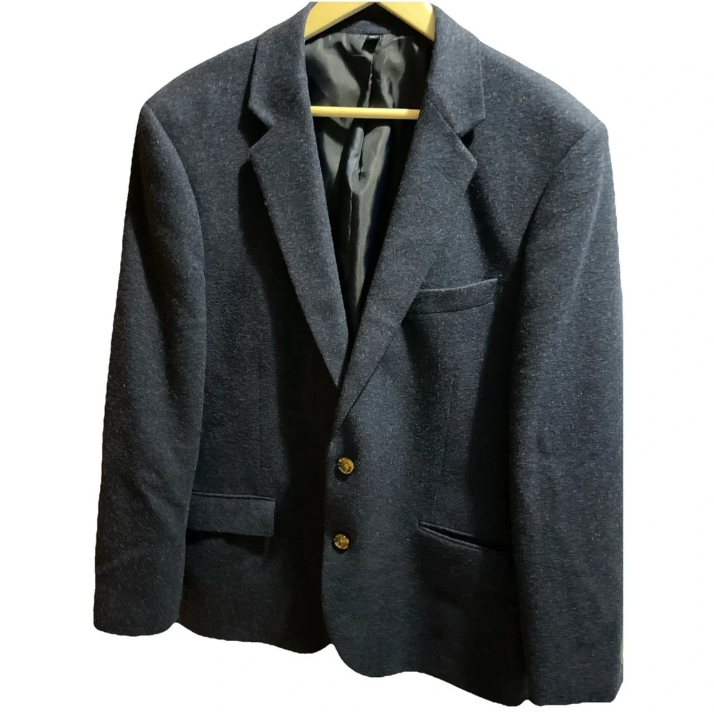 J.CREW Navy Thompson Suit Jacket Worsted Wool Blazer‎ Men's 44R